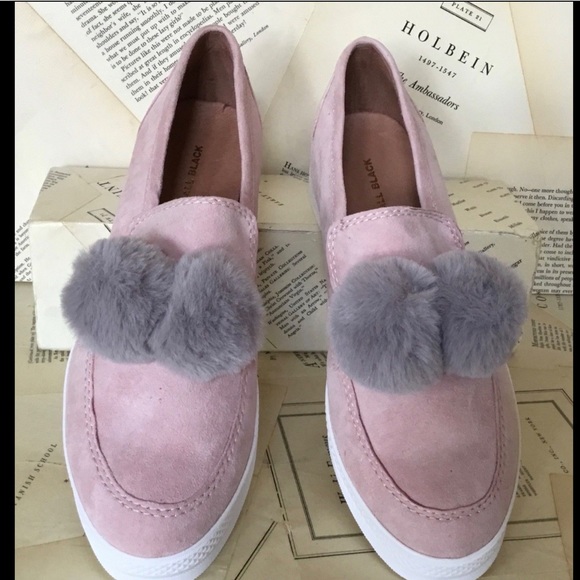 Anthropologie Suede Fur Pom Pom Slip On Sneaker - Picture 5 of 6